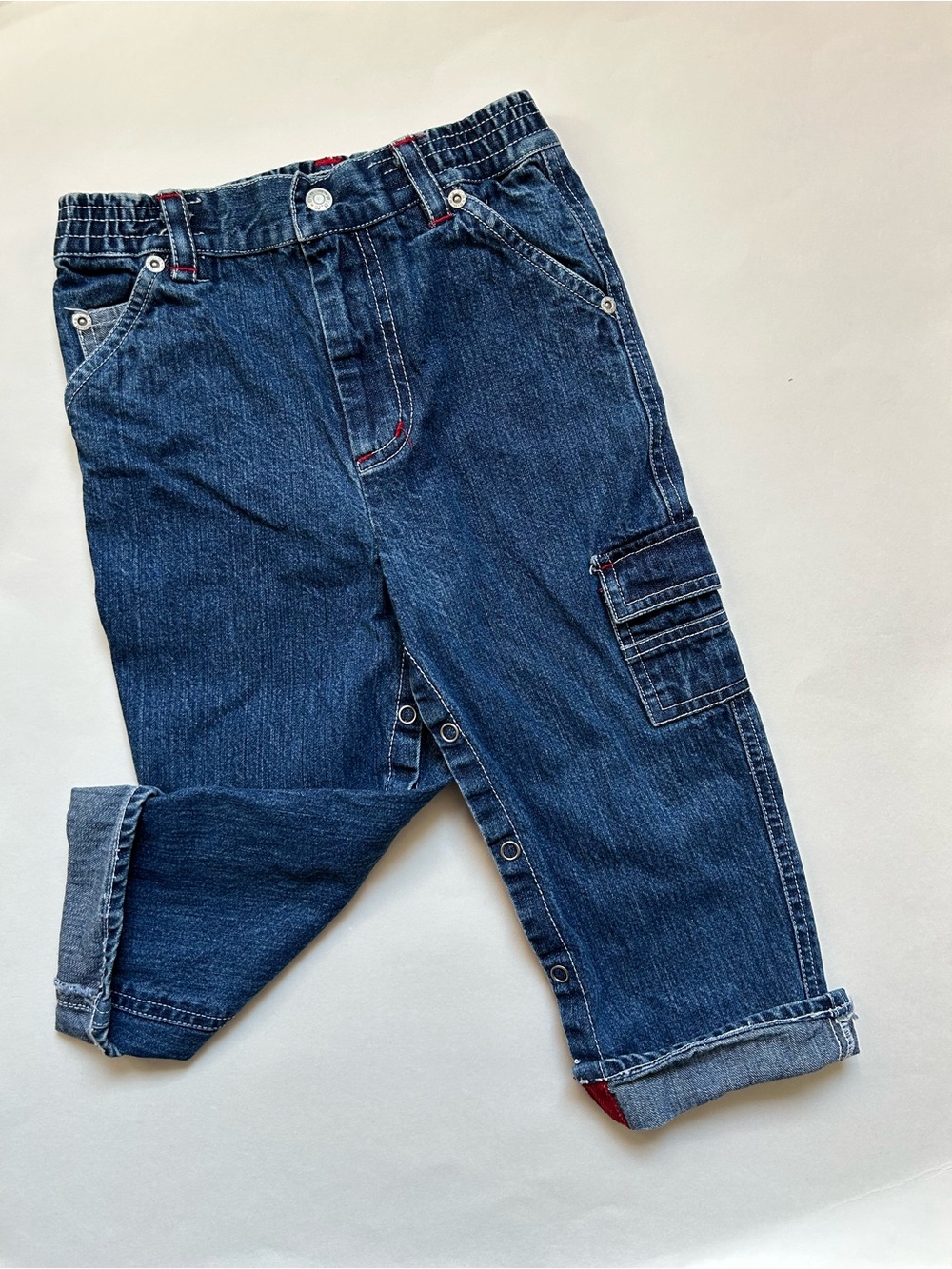 Vintage B.U.M. Equipment Dark Blue Denim Cargo Jeans Kids